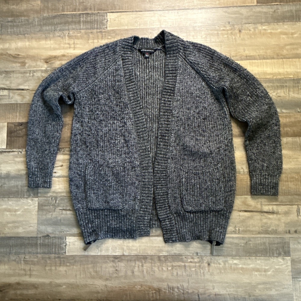 Rock & Republic Open-front Marled Knit Cardigan Sweater Sz M Side Zip